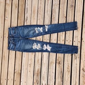 American Eagle Distressed Ripped Next Level StretchHi-Rise Jegging Skinny 2 Reg